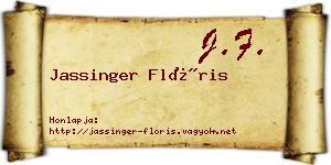 Jassinger Flóris névjegykártya